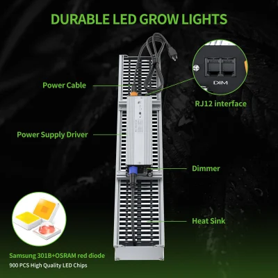 商用フルスペクトル LED 成長ライト、320W 防水調光可能な LED 成長ライト